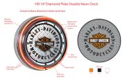 H-D® 18" diamond plate face double neon clock concept